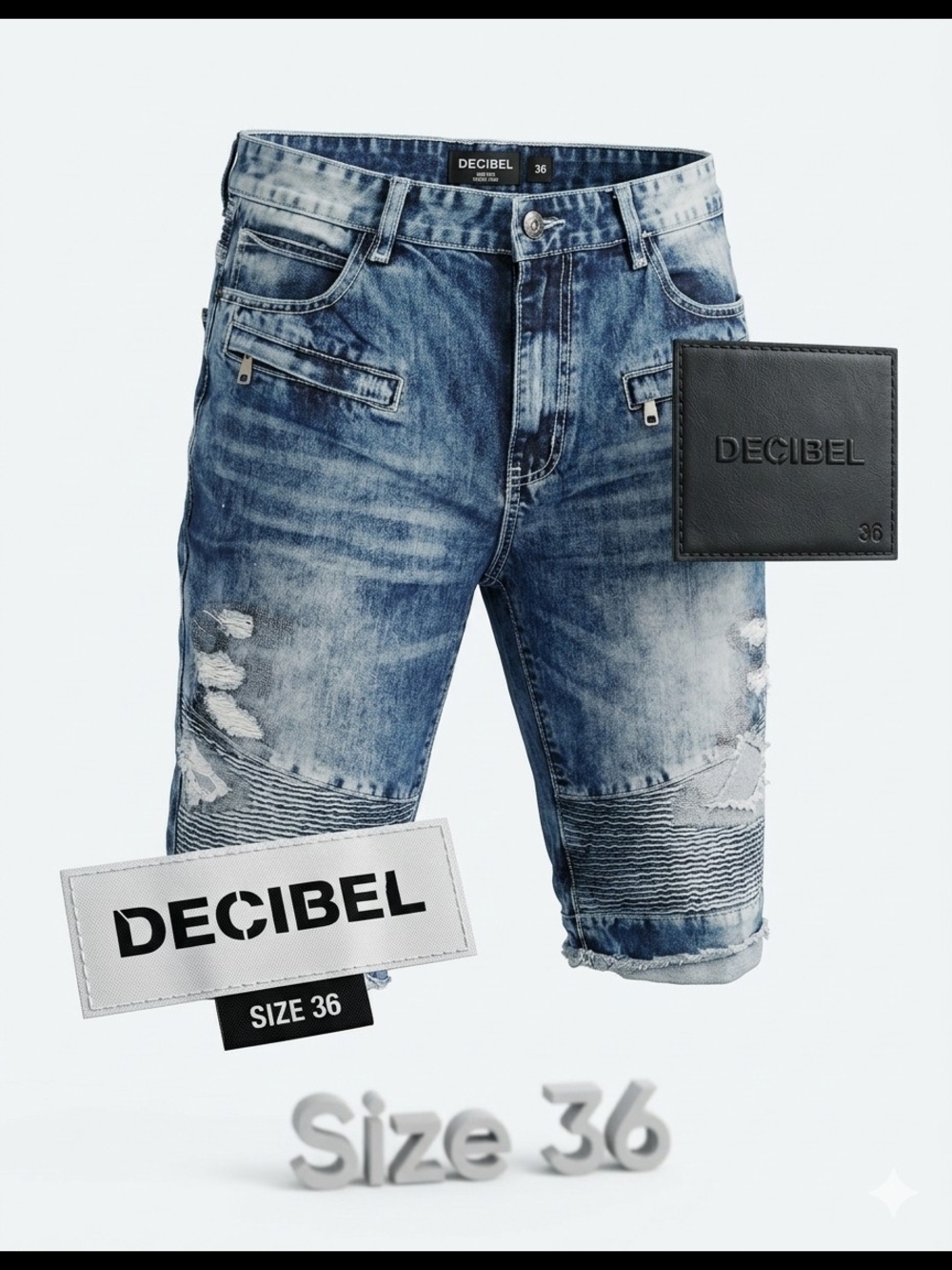 Men's Blue Distressed Denim Shorts - Size 36